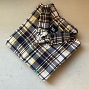 Vintage Stussy Embroidered Crown Plaid Long Sleeve Shirt Size M